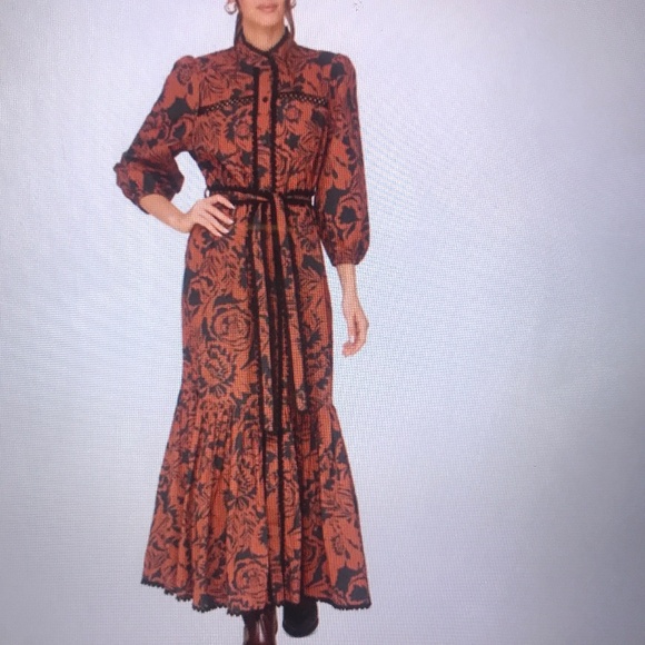 Avec Les Filles Dresses & Skirts - Avec Les Filled  floral Blue/Black Rust Maxi dress frontiers women aesthetic